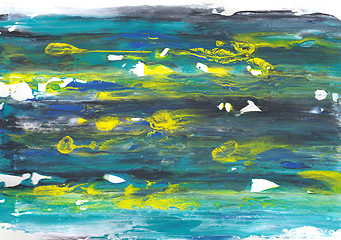 Image showing Abstract smears of blue and yellow