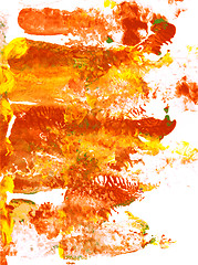 Image showing Abstract patches of red, orange and yellow paint 