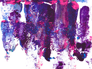 Image showing Purple and pink acrylic paint in abstract smears 