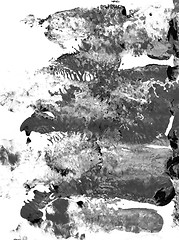 Image showing Monochrome grey and black abstract streaks of paint
