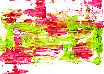 Image showing Vivid pink and green paint spread abstractly