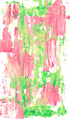 Image showing Abstract smears of pale pink and light green acrylic paint