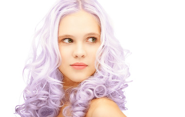 Image showing teen girl with trendy lilac dyed hair