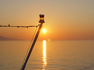 Image showing sunset on the ship