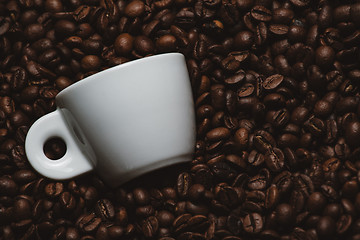 Image showing Coffee beans with white cup.