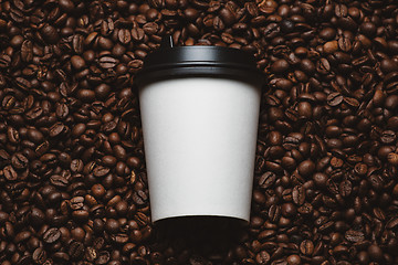 Image showing Coffee beans with white cup.