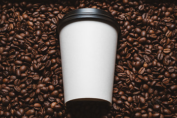 Image showing Coffee beans with white cup.