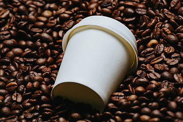 Image showing Coffee beans with white cup.