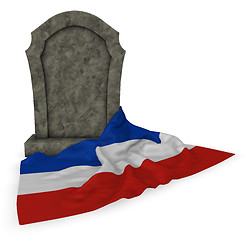 Image showing gravestone and flag of schleswig-holstein