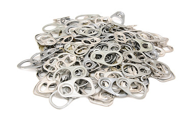 Image showing Pile of discarded metal pull tabs