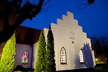 Image showing Sollerod church at night in 2016