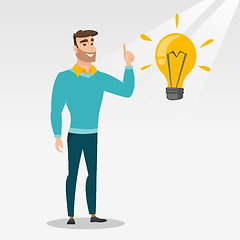 Image showing Student pointing at idea bulb vector illustration