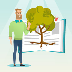 Image showing Student pointing at tree of knowledge.