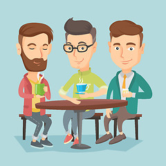 Image showing Group of men drinking hot and alcoholic drinks.