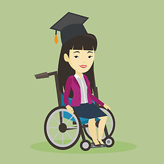 Image showing Graduate sitting in wheelchair vector illustration