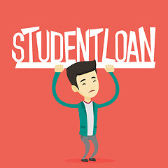 Image showing Young man holding sign of student loan.