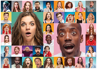 Image showing The collage of surprised people