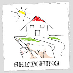 Image showing Sketching House Shows Real Estate And Building