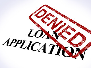 Image showing Loan Application Denied Stamp Shows Credit Rejected