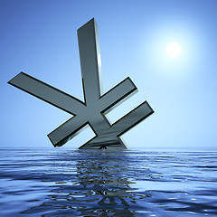 Image showing Yen Sinking In The Sea  Showing Depression Recession And Economi