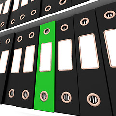 Image showing Green File Amongst Black Ones For Getting Office Organized