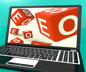 Image showing Seo Dice On Laptop Showing Online Web Optimization