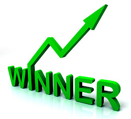 Image showing Green Winner Word Shows Successes And Victory