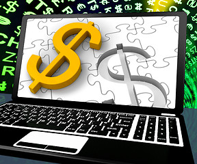 Image showing Dollar Sign On Laptop Showing American Currency