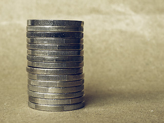 Image showing Vintage Euro coins pile