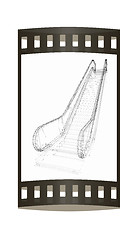 Image showing Single escalator. 3d illustration. The film strip.