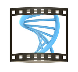 Image showing DNA structure model on white. 3D illustration. The film strip.