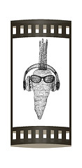 Image showing carrot with sun glass and headphones front \