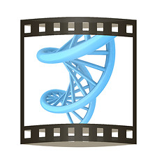 Image showing DNA structure model on white. 3D illustration. The film strip.