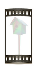 Image showing birdhouse - souvenir. 3d illustration. The film strip.