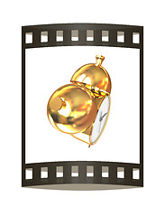 Image showing Old style of Gold Shiny alarm clock. 3d illustration. The film s