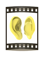 Image showing Ear model. 3d illustration. The film strip.