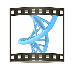 Image showing DNA structure model on white. 3D illustration. The film strip.