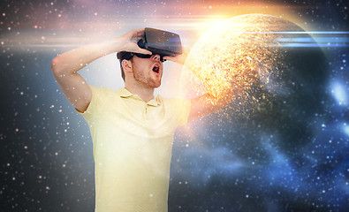 Image showing man in virtual reality headset or 3d glasses