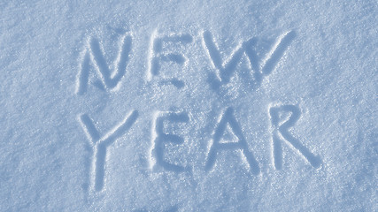 Image showing New Year drawing on the snow background