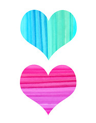 Image showing Abstract hearts with watercolor pattern