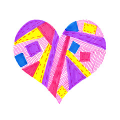 Image showing Bright color heart with abstract pattern