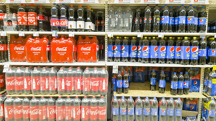 Image showing Coca Cola and Pepsi soda drinks