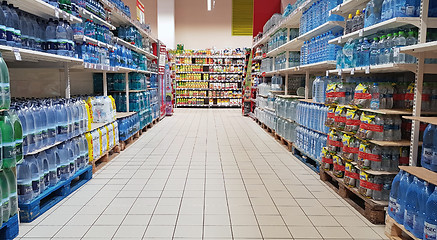 Image showing Water bottle in supermarket aisle