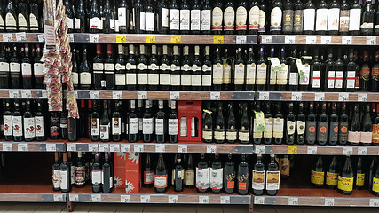 Image showing Wine bottles shelf