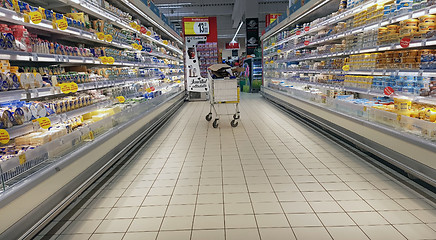 Image showing Fresh dairy products in a supermarket