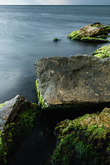 Image showing Long exposure of sea and rocks