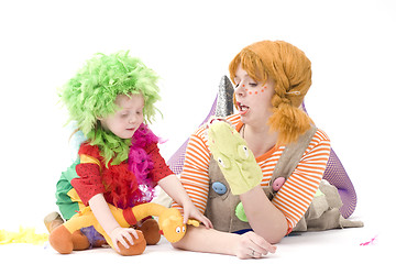 Image showing Big and little clown are playing IV