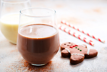 Image showing cocoa drink and gingerbread 