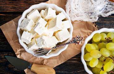 Image showing cheese and grape