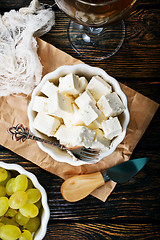 Image showing cheese and grape